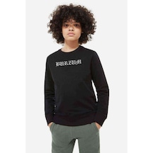 Tshirthane Burzum Logo Baskılı Unisex Çocuk Siyah Sweatshirt Siyah