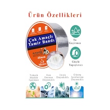 Çok Amaçlı Tamir Bandı 3 Adet Su Geçirmez Sızdırmaz Isıya Dayanıklı Sakız İzole Gri Tamir Bant 48mm 1.5 Metre 3 Adet