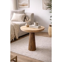 Ihlamur Ahşap Mantar Yan Sehpa Minimalist Doğal Dekor Yan Masa 35 Cm X 49 Cm Çok Renkli