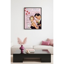Doğal Ahşap Çerçeveli Vintage Çift Portresi Tablo - Retro Stil Huhu2729