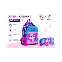 Okul Çantası Mor Pembe 23492+ıkı Bölmeli Kalem Çantası 22397 Diğer