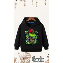 Startmore Anime Baskılı Kapüşonlu Çocuk Sweatshirt Siyah