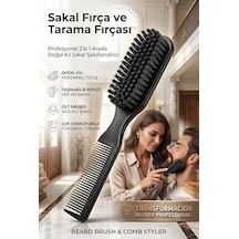Profesyonel Sakal Fırçası Ve Tarağı, 2'si 1 Arada Fade Ense Fırçası, Doğal Kıl Sakal Şekillendirici Bakım Seti 719584