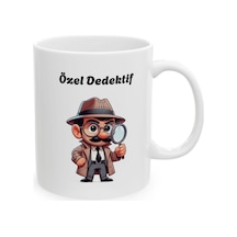Özel Dedektif Hediyelik Baskılı Porselen Beyaz Lüks Kupa Bardak Beyaz
