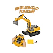 1:14 Ölçek Şarjlı Işıklı Sesli Konsol Kumandalı Metal Başlıklı Oyuncak Ekskavatör Kepçe