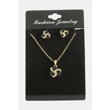 Çiçek Damla Zirkon Taşlı Set Kolye 11