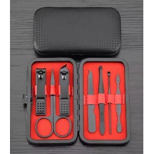 7 Parça Profesyonel Manikür Pedikür Seti, Siyah Taşıma Çantalı, Kırmızı İç Tasarım Sku: Smg8690010404794
