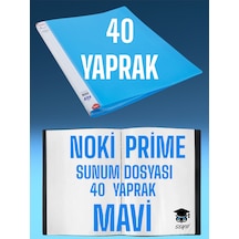 40 Yaprak Mavi A4 Sunum Dosyası Noki Prime Yüksek Kalite Poşet Kalınlığı Yerli Üretim Çok Renkli