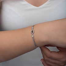 Gümüş Damla Zultanit Taşlı Kadın Bileklik Sl6336 Gümüş