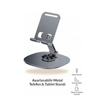 Ayarlanabilir Metal Telefon Tablet Standı Katlanabilir Masaüstü Tutucu, Kaymaz, Ergonomik