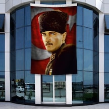 Mavi Gözlü Kalpaklı Gazi Mustafa Kemal Atatürk Ay Yıldız Poster Poster Bayrak Raşel Kumal 4x6 Metre Ata37 Diğer