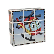 Neşeli Taşıtlar Manyetik 3d Küp Puzzle - 9 Mıknatıslı Küp 6 Yapboz - Gemi/helikopter/tren/roket/ufo/balon