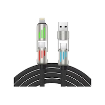 Auris Cb270 240w 4in1 Usb Type-c Lightning 1.2m Rgb Hızlı Şarj Kablosu - Siyah