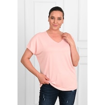 Kadın V Yaka Büyük Beden T-shirt 1486-23 001