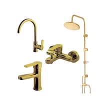 Domino Altın Banyo,lavabo,evye Bataryası,altın Duş Ünitesi 440615g-971538-971528-971518 Altın
