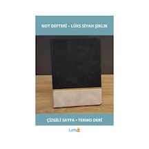 Altın Şeritli Şık Siyah Deri Not Defteri 21x15 Cm 192 Sayfa Çok Renkli