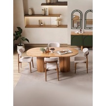 Sierra İskandinav Oval Natural Ahşap Bohem Masa 90x180 Natural Ayak - Natural Üst