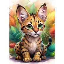 Yavru Leopar Model Ahşap Tablo 35cm X50cm