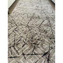 Sarar Vizon Çizgi Desenli Yıkanabilir Kaymaz Dört Mevsimlik Salon, Banyo, Balkon, Genç Odası Kesme Halı Vizon