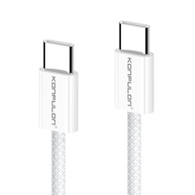 Konfulon Dc130 2m 60w Type-c To Type-c Örgülü Hızlı Şarj Kablosu - Beyaz 200 Cm