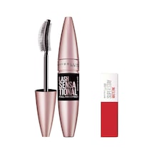 Maybelline New York Lash Sensational Yelpaze Etkili Intense Black Maskara - Ekstra Siyah 9.5 Ml &amp Mini Super Stay Ma Diğer 08882945