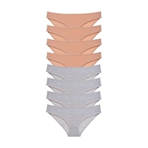 8 Adet Süper Eko Set Likralı Kadın Slip Külot Ten Gri Beden: Xl Standart