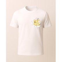 Bahar Çiçekleri Baskılı T-shirt Beyaz