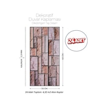 30x60 Cm Kendinden Yapışkanlı Duvar,banyo,tezgah Arası Kahverengi Tuğla Desen-24 Adet 1086-24