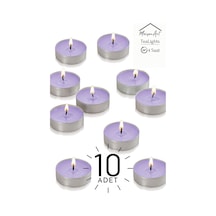 Lavanta Kokulu Tealight Mum 4 Saat Yanar Dekoratif Mumluk Mumu 10 Adet