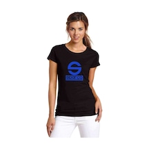 Sparco Logo Baskılı Siyah Kadın Tshirt (534650431)