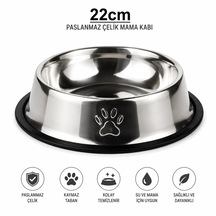 Patikadan Paslanmaz Çelik Metal Mama Ve Su Kabı 22 Cm