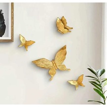 4 Parça Kelebek Duvar Süsü Ev Dekoru Duvar Dekorasyonu Biblo Obje