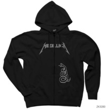 Metallica Snake Siyah Fermuarlı Kapşonlu Sweatshirt