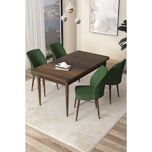 Canisa Concept Arp Serisi 70x110 Sabit Mutfak Masası Takımı Barok Desen Masa 4 Haki Yeşil Sandalye Masa Barok/ Sandalyeler Haki Yeşili