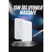 Kablosuz Magsafe Hızlı Şarj 5.000 Mah Kablosuz Şarj Cihazı Beyaz