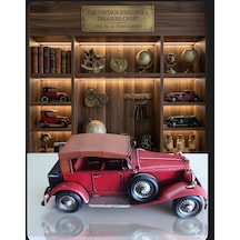 Klasik Tutkunlarına Özel: Nostaljik Bordo Dekoratif Otomobil 25x10cm