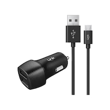 Linktech C491 Araç Şarj Aleti ve Micro Usb Kablo Set 2.4A 2X Usb
