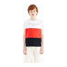 Tommylife Tommy Life Lacivert Renk Bloklu O Yaka Baskı Detaylı Standart Kalıp Erkek Çocuk T-shirt - 11135 Lacivert