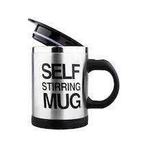 Moveevo Otomatik Karıştırmalı Paslanmaz Çelik Termos - 400ml, Kaymaz Tabanlı, Sızdırmaz Kapaklı Siyah