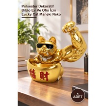 1 Adet Şanslı Kedi Figürü Polyester Dekoratif Biblo Ev Ve Ofis İçin Lucky Cat Maneki Neko