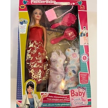 Anlily Oyuncak Bebek 2 Yedek Elbiseli 30 Cm Model Bebek K