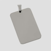 Dikdörtgen - 617 - İsim Yazılabilir Çelik Kolye Ucu 3,5 Cm - Nazblsmm - Gümüş Rengi