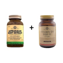 Solgar Astragalus Root 60 Kapsül+Solgar Vitamin D3 1000 Iu 100 Ta