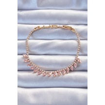 Pirinç Vip Seri Altın Renk Pembe Zirkon Taşlı Bileklik - Tj-bb6325 Altın