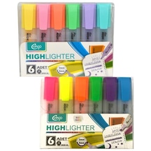 Cengo Fosforlu Kalem Neon Renkler ve Pastel Renkler  6'lı 2 Adet Set