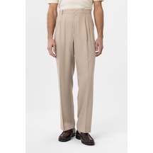 Antioch Keten Karışımlı Erkek Baggy Pantolon Bej