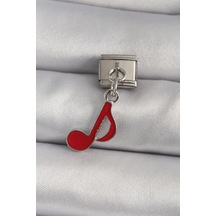 316l Çelik Gümüş Renk Kırmızı Nota Model Charm - Özel Seri Bzsurn009758