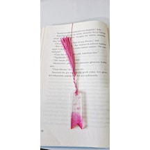Pembe Çiçek Desenli Kitap Ayracı, Püsküllü Tasarım