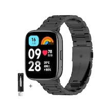 Xiaomi Redmi Watch 3 Active Uyumlu Ayarlabilir Paslanmaz Çelik Akıllı Saat Kordonu