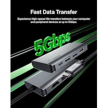 Usb C 4'ü 1 Arada Çok Bağlantı Noktalı Adaptör 4k Hdmı, Usb-c 100w Pd Geçişli Şarj Ve Daha Fazlası İçin 2 X Usb A Bağlantı Noktası İle